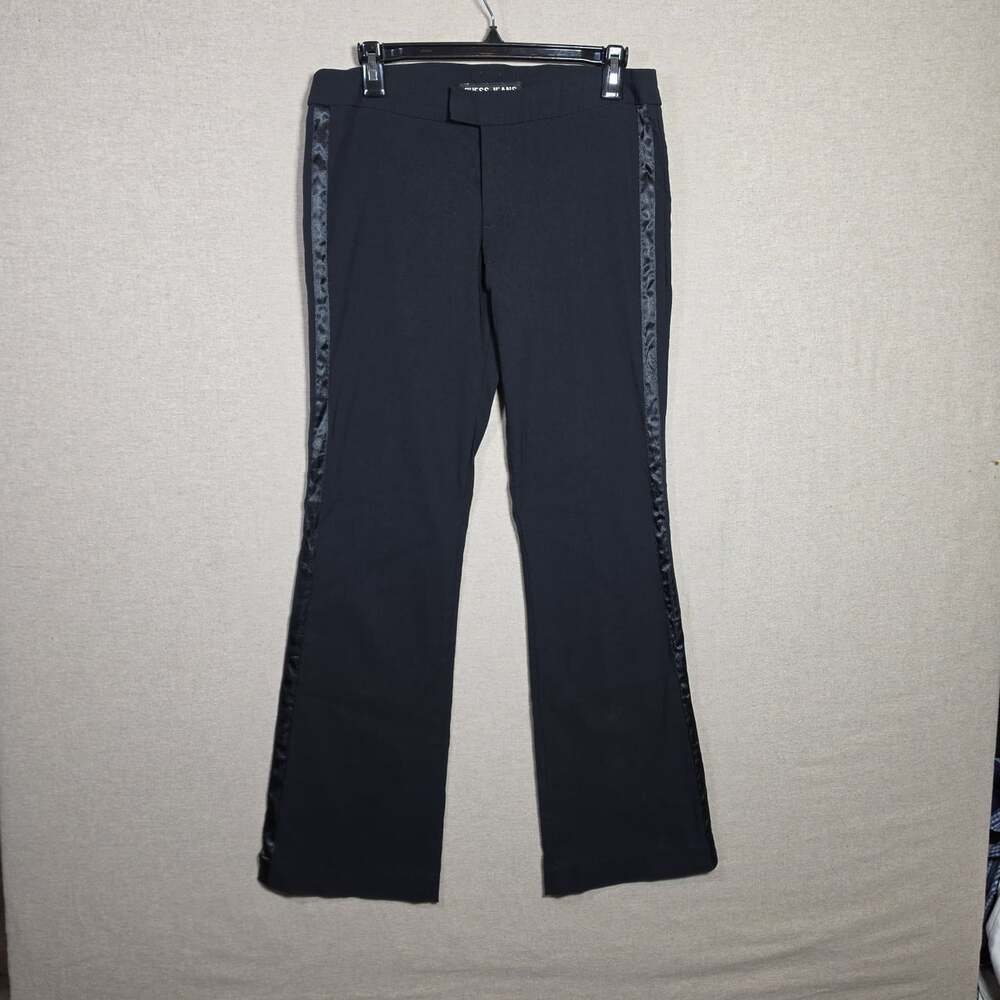 GUESS Black side satin double stripe Stretch straight Pants Slim Fit Mid Rise